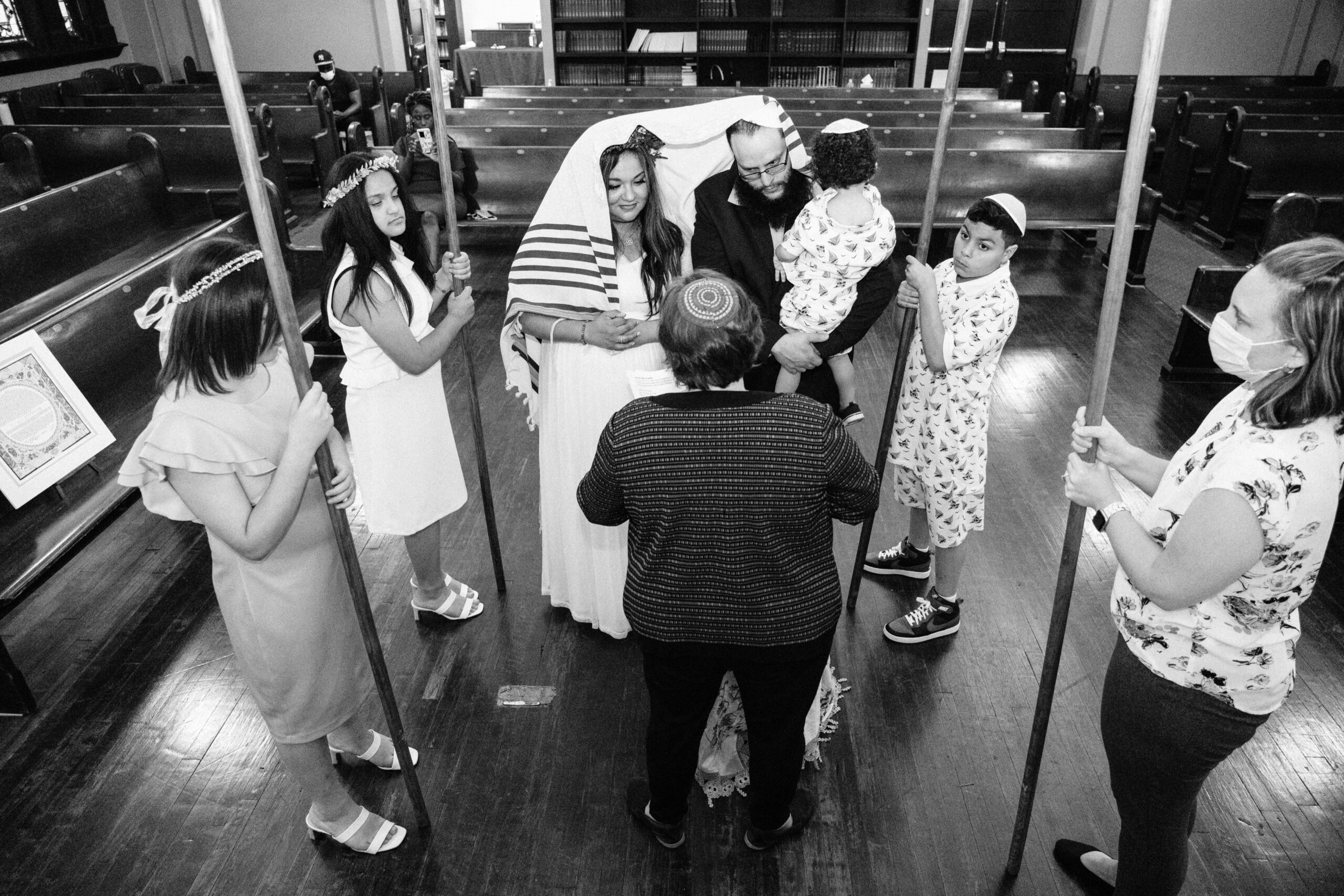 Brooklyn Wedding by Adina Lerner Photography at Park Slope Jewish Center PSJC Chupah